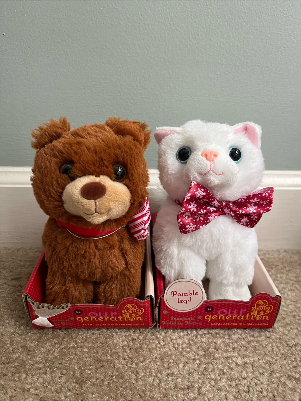 2 Our Generation Pets for 18” Dolls Bear & Kitten NEW